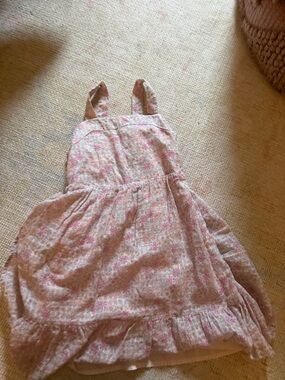Girls Floral Pink Sundress with Ruffle Hem